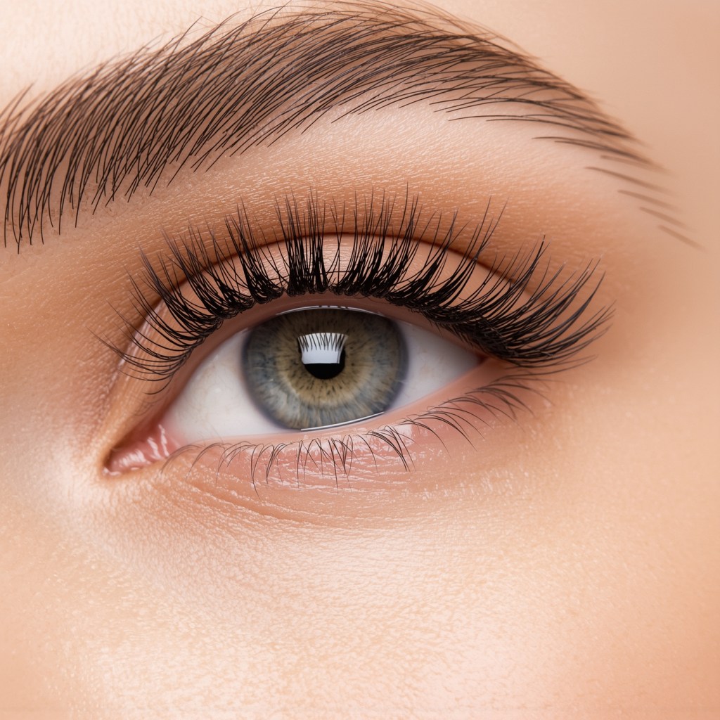 Femme avec de magnifiques extensions de cils – EveGanzi Cils Montréal, haute qualité et beauté naturelle.